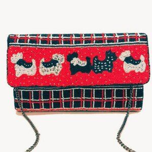 Scottish Terrier Scottie NEW Seed Bead Red Black Crossbody Clutch Handbag Bag